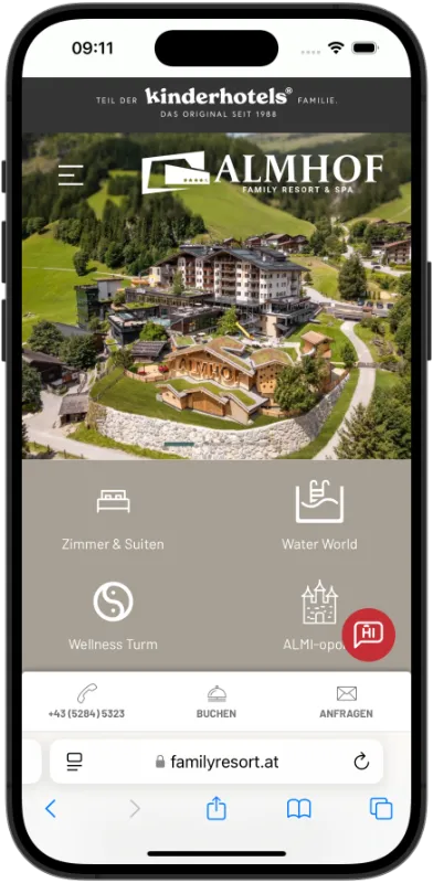 hotel website homepage almhof