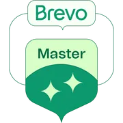 Das Brevo Master Logo, ein Zeichen für hervorragende Leistung. Zeigt Erfolg und Expertise auf der Plattform.