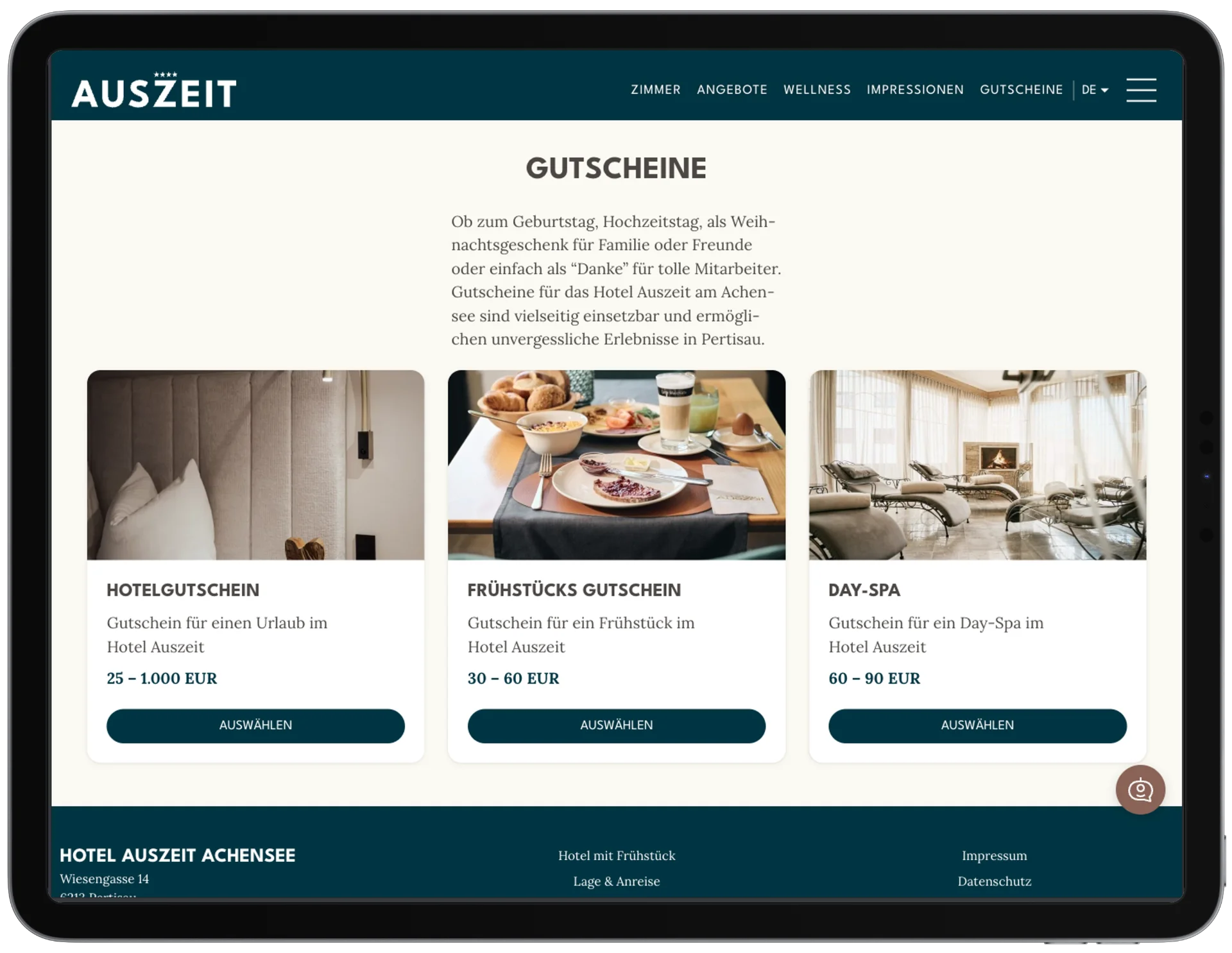 hotel gutscheinsystem ipad